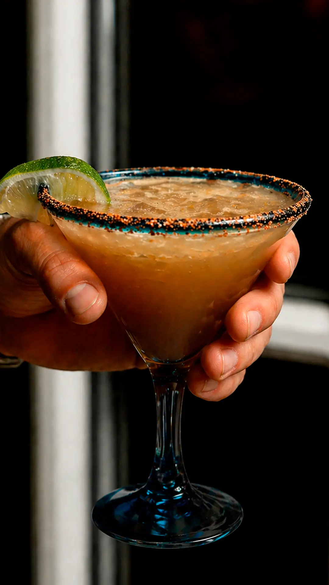 Mezcal margarita with chile-salt rim