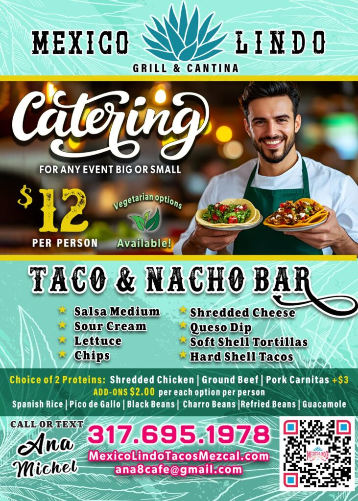 Mexico Lindo Taco & Nacho Bar catering menu — $12 per person